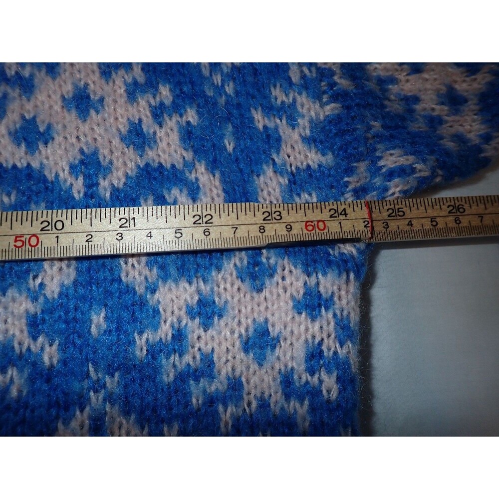 Vintage Benetton Sweater L Oversized Blue Pink Fair Isle Crewneck Knit Italy - Picture 5 of 5